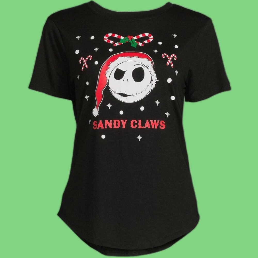 NWT Disney Nightmare Before Christmas Jack Skellington Black Tee Juniors M 7-9